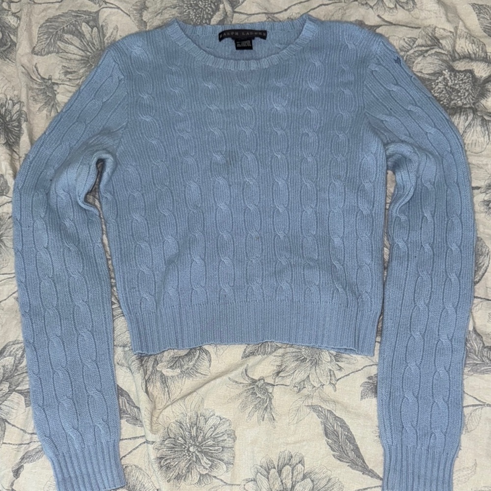 Ralph Lauren Blue Cashmere Sweater Slim Fit
